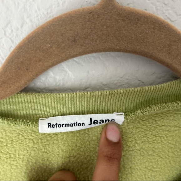 Reformation Hunter Crop Sweatshirt in Bright Green - Picture 3 of 5